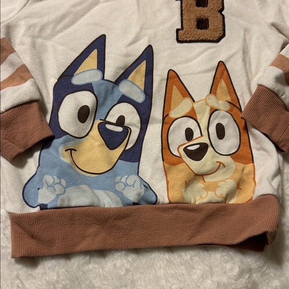 Toddler Girls' Bluey Chenille Fleece Pullover Sweatshirt in cream - Picture 4 of 15